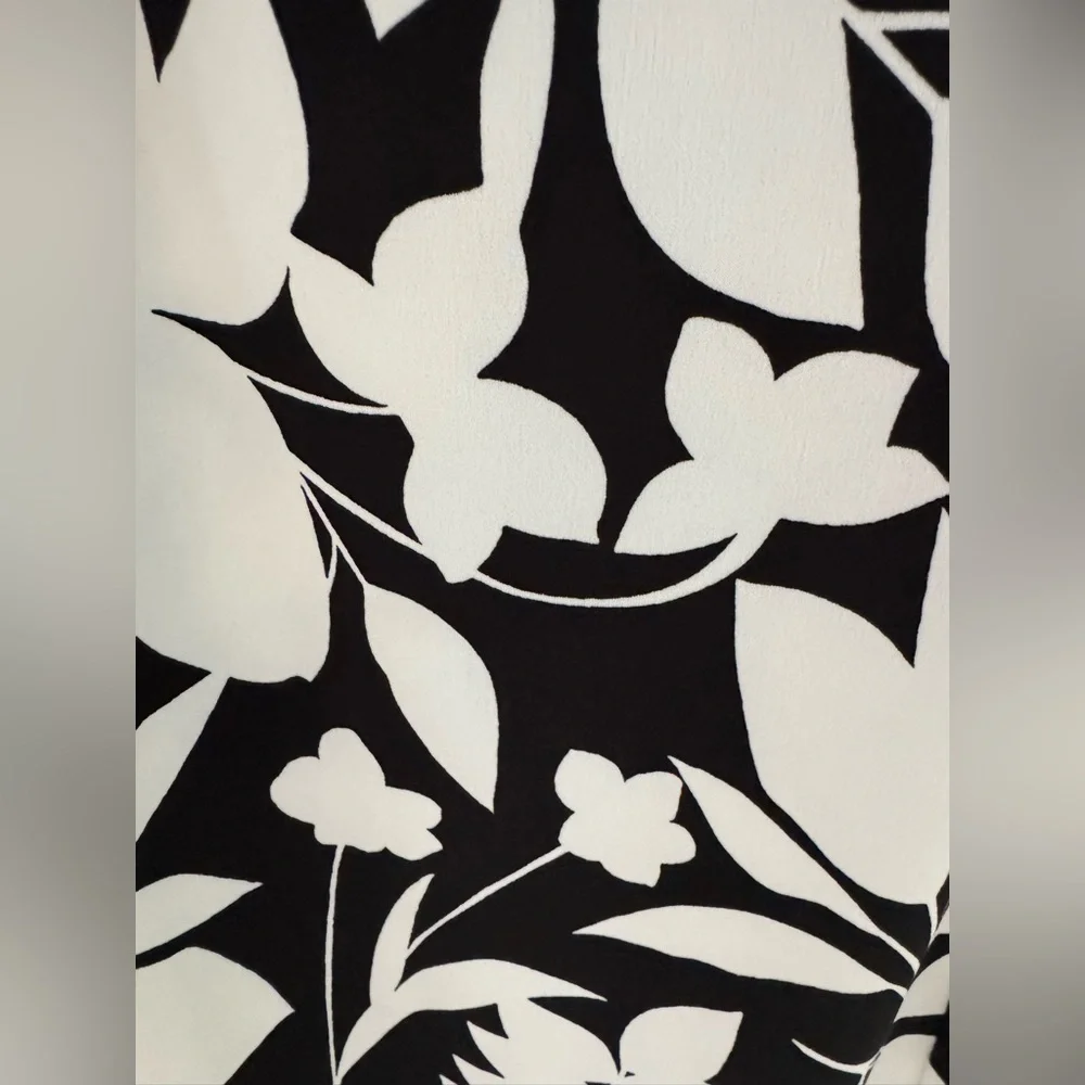 Chaps Black White Floral Dress Size 4 Chic Evening Cocktail - Picture 6 of 9